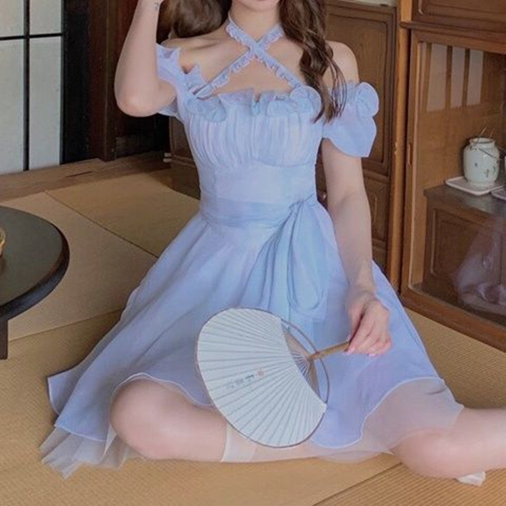 Sweet Fairy Slim Chiffon Halter Dress    HA0771
