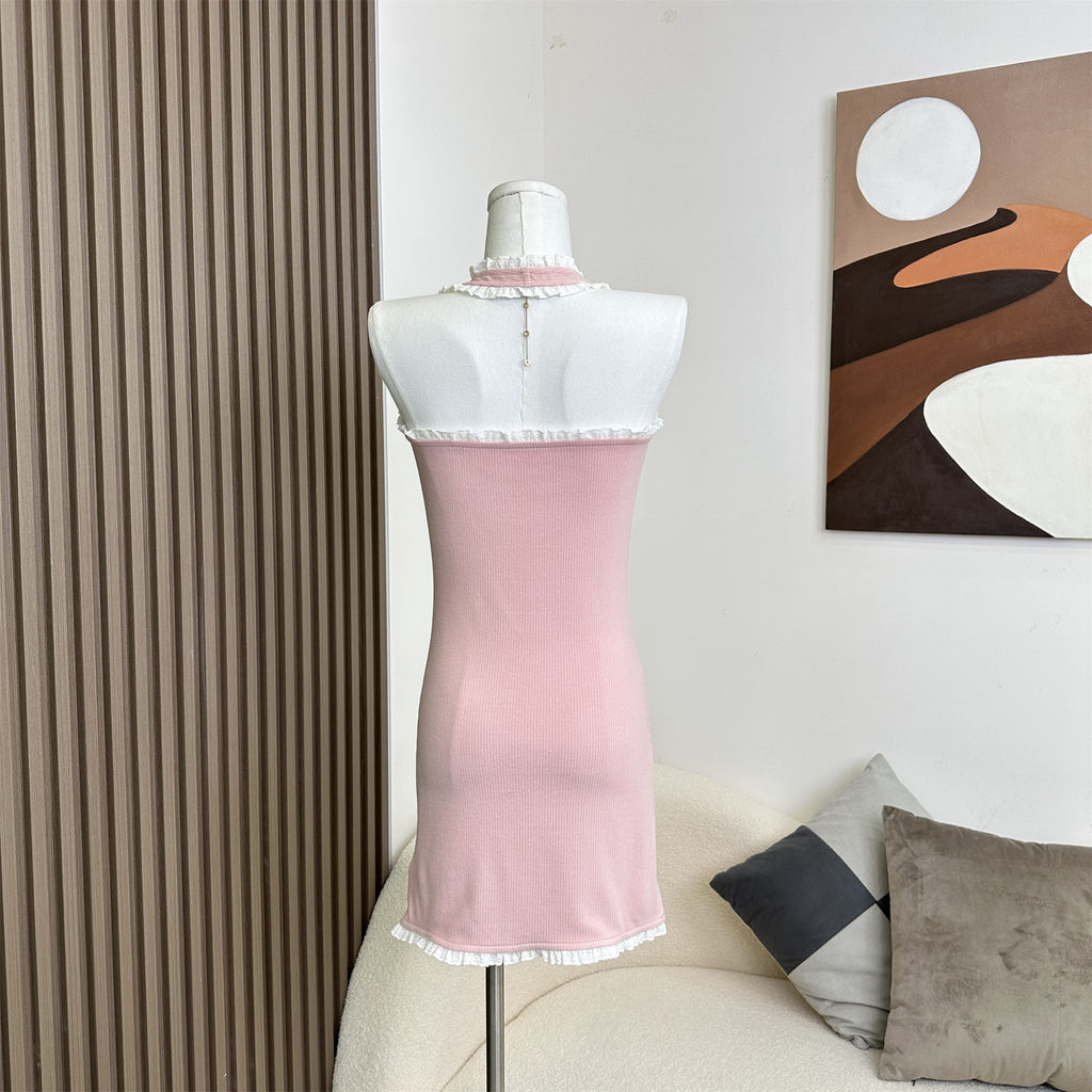 Pink Halter Knit Dress  HA1480