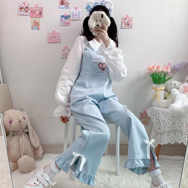 Ruffled milk tie overalls HA0905