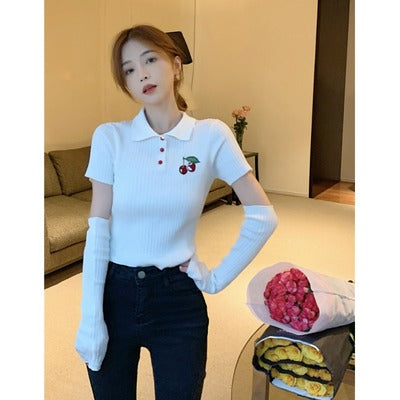 Short sleeve knitted sweater HA0517