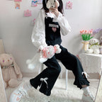 Ruffled milk tie overalls HA0905