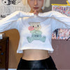 Cute bear print high waist t-shirt   HA0702