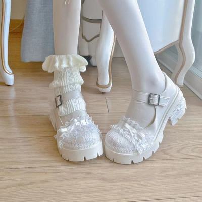 White Lace Bow High Heels   HA2128