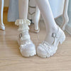 White Lace Bow High Heels   HA2128