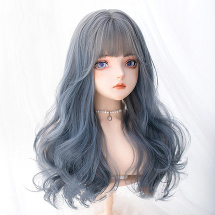 Gray-blue gradient long curly hair  HA0254