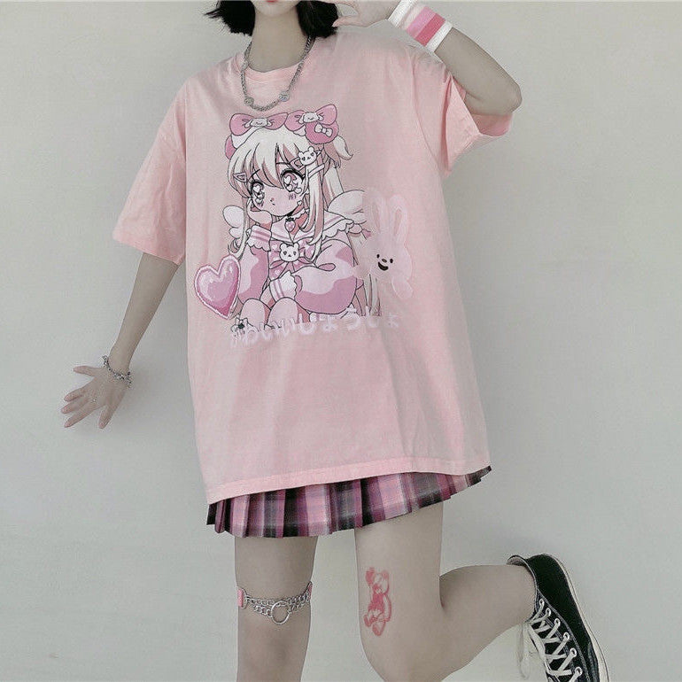 Anime Cotton Short Sleeve T-Shirt    HA0730