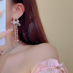 Pink Bow Earring Necklace Accessories   HA1232