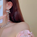 Pink Bow Earring Necklace Accessories   HA1232
