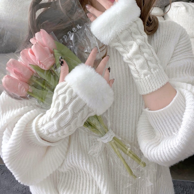 Cute Fingerless Knit Gloves   HA1433