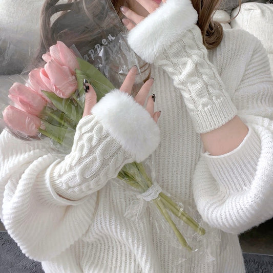 Cute Fingerless Knit Gloves   HA1433