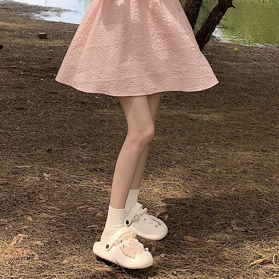 Sweet Pearl Bow Beach Slippers    HA0837