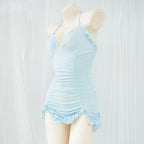 V-neck lace nightdress package hip miniskirt dress    HA1072