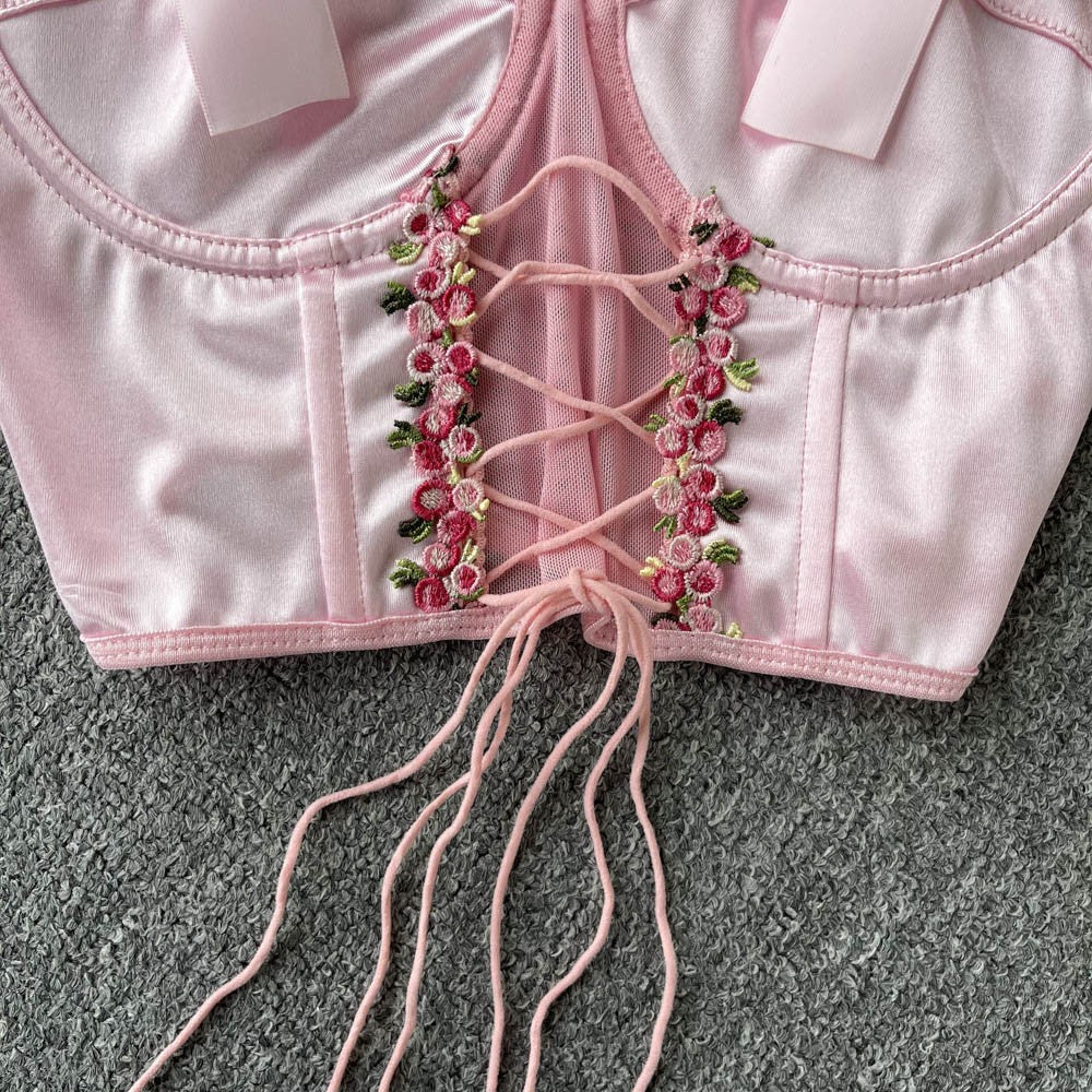 Ribbon hollow tube top suspenders HA1584