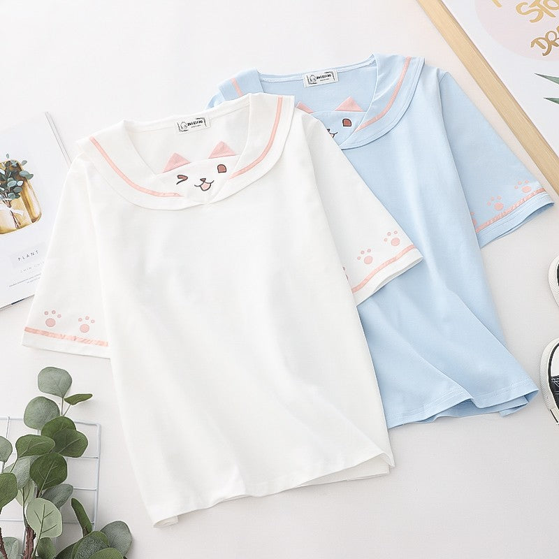 Cute cat ears short-sleeved T-shirt   HA1492