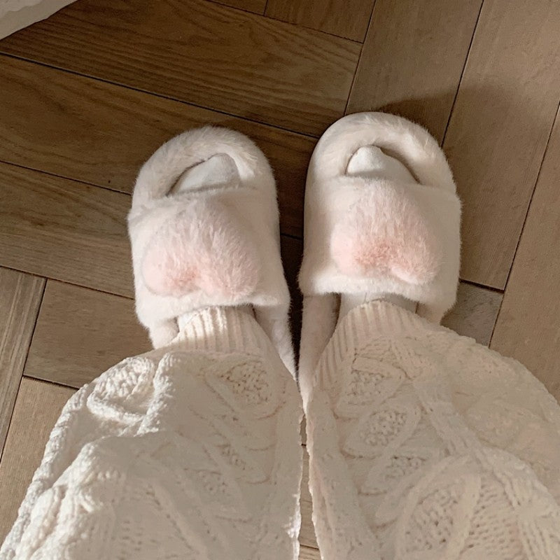 Plush one word cotton slippers   HA1343