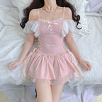 Lace-up neckline suspender skirt HA0909