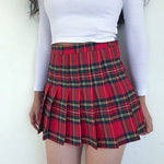 high waist slim plaid pleated skirt  HA1130