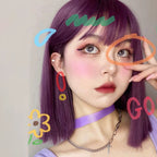 Purple Medium Length Straight Hair Wig   HA1670