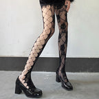 White Rose Cutout Fishnet Stockings HA1609