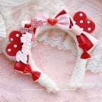 Big Bear Ear Heart Embroidery Headband   HA0618
