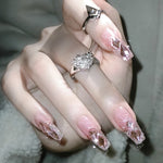 White Flash Pink Diamond Nail Art   HA1228