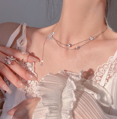 Butterfly Diamond Necklace Ring   HA0722