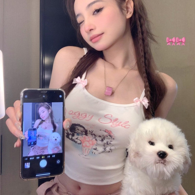 Sweet and Spicy Bow White Tank Top HA1732