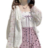 Ruffle-knit long-sleeve lace-up cardigan  HA0820