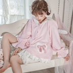 Cute Navy Neck Pajamas Loungewear   HA1482