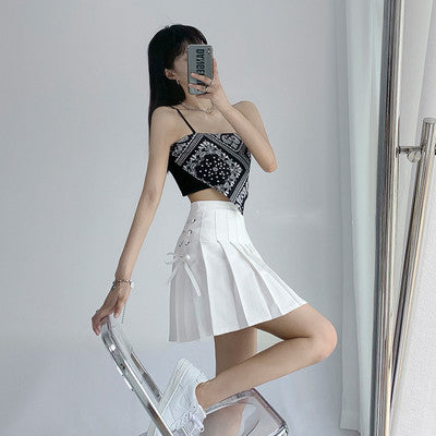 American style high waist pleated skirt  HA0521