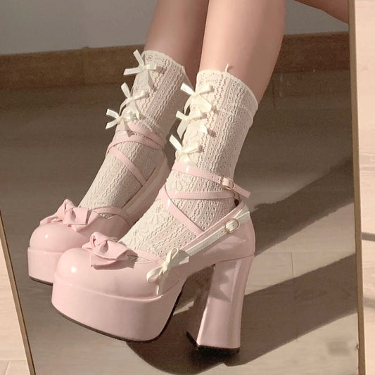 Pink bow super high heels   HA1606