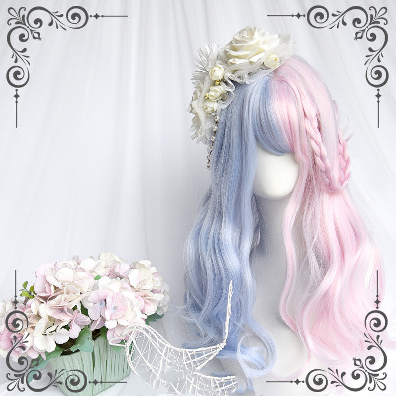 Powder blue double spell long curly hair    HA0670