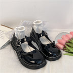 Flat bowknot round toe leather shoes HA1407