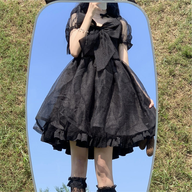 Cute Bow Puff Sleeve Fairy Dress    HA0353