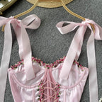 Ribbon hollow tube top suspenders HA1584