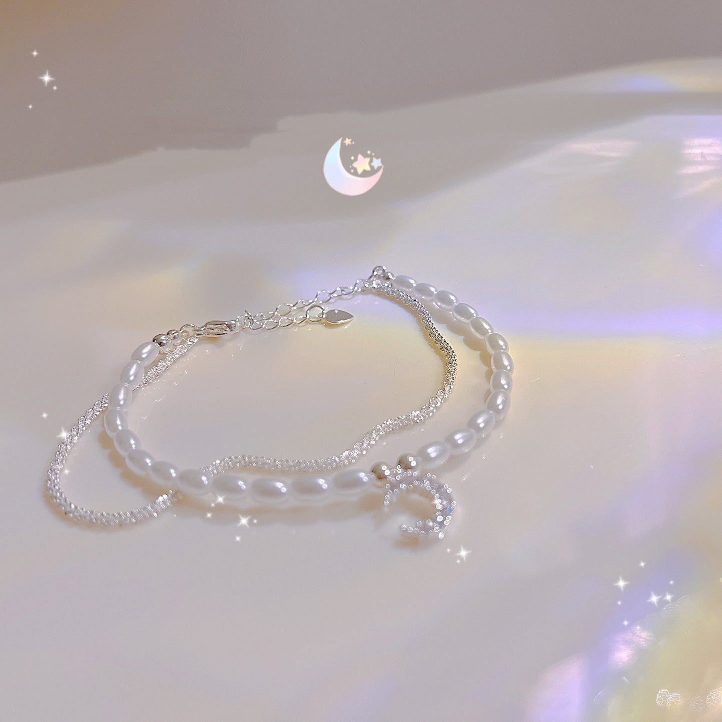 Pearl Double Moon Bracelet   HA0895