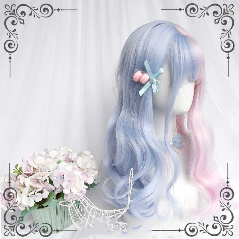 Powder blue double spell long curly hair    HA0670