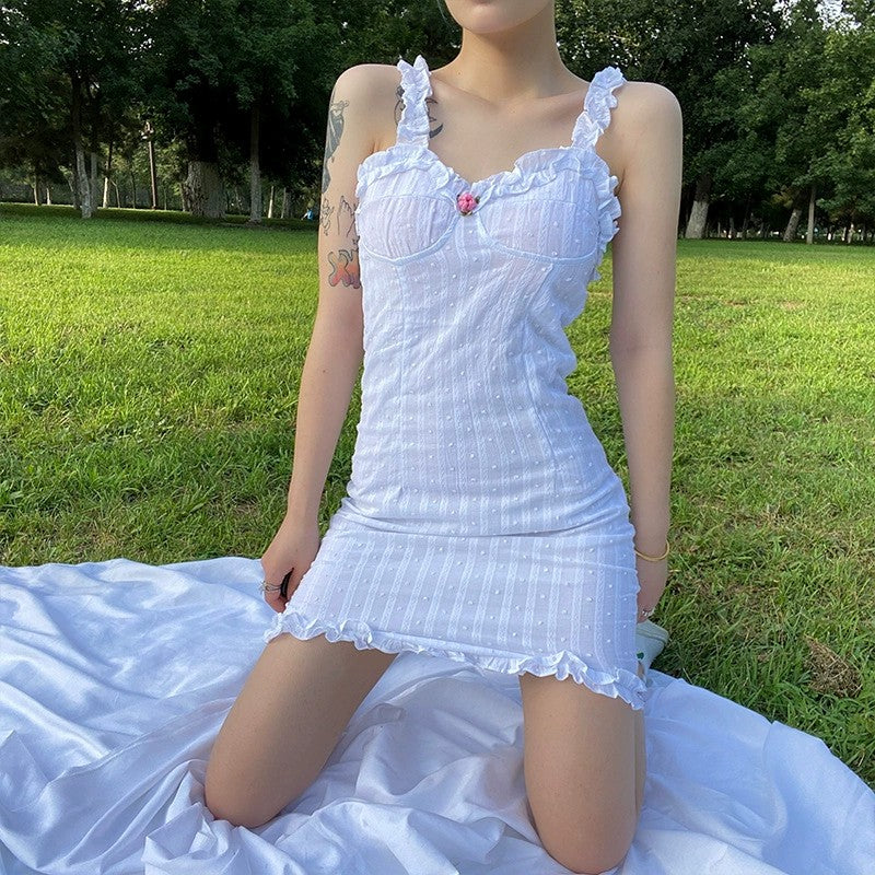 White strappy hip dress   HA1731