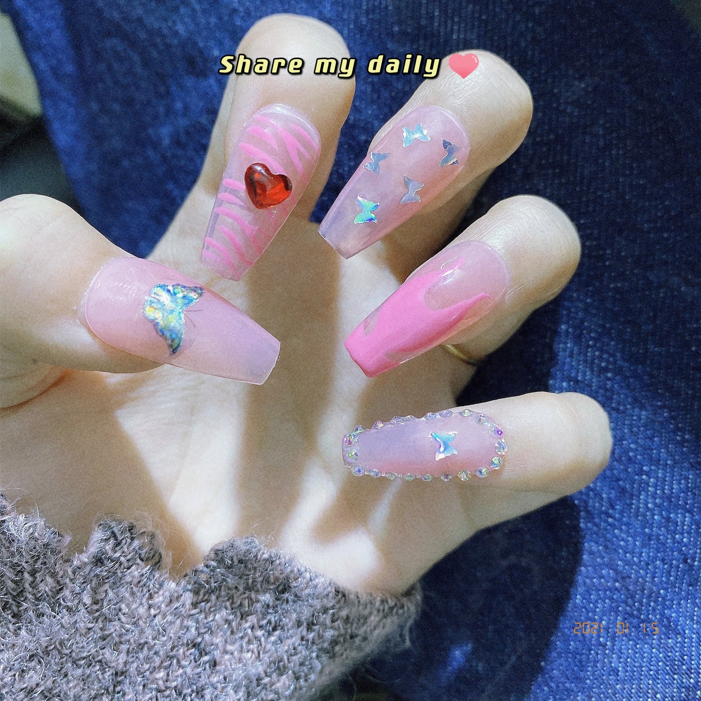 Pink Flame Nail Stickers    HA0128