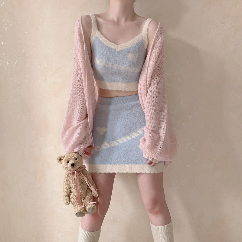 Plush letter heart skirt suit  HA0557
