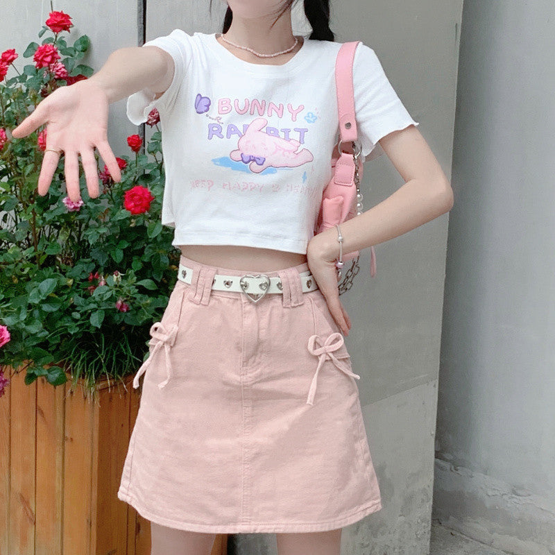 High waist bow casual skirt    HA0765