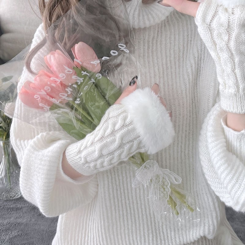 Cute Fingerless Knit Gloves   HA1433