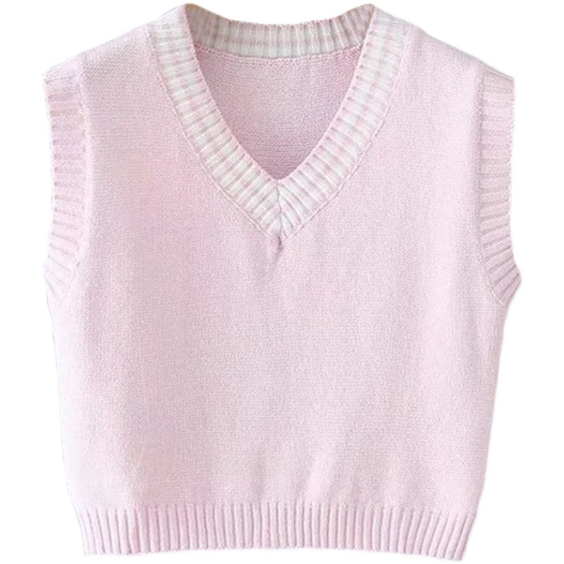 V-neck knitted vest  HA1128