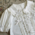 White Doll Collar Puff Sleeve Shirt HA1566