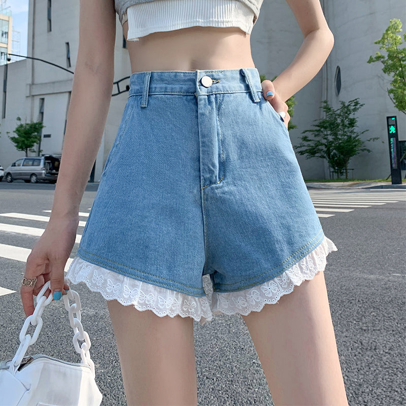 Lace Denim Shorts HA1010