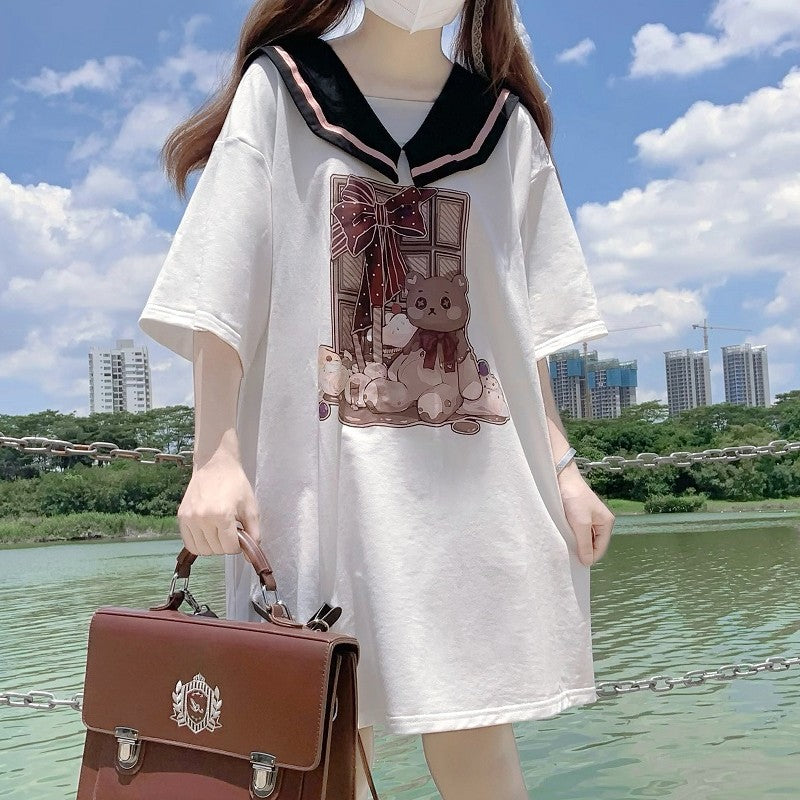 Sweet bear print bottoming shirt   HA1500