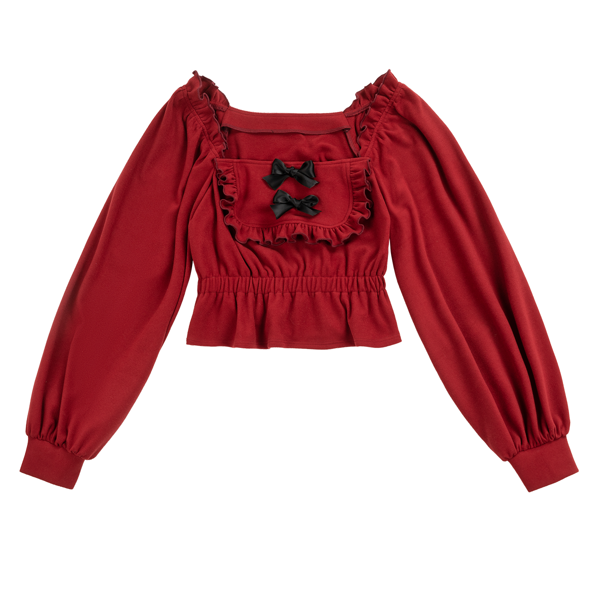 Red and white bowknot all-match top   HA1506
