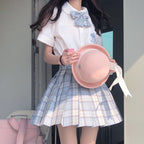 Sky Blue grid skirt   HA0737