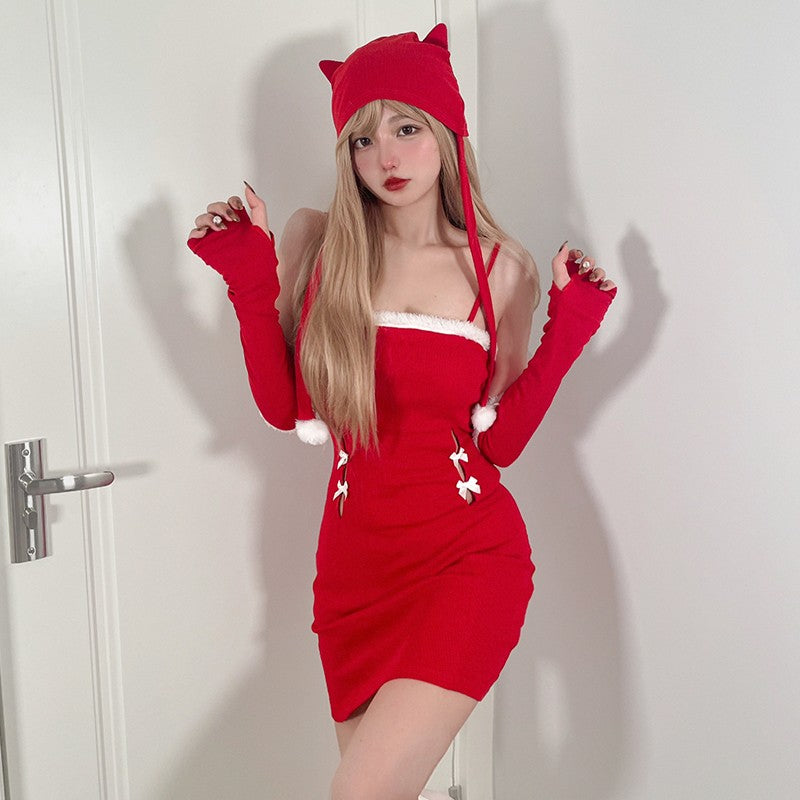Christmas red wrap hip skirt   HA1311