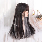 Hanging ear dyed two-color cos long straight hair   HA1245